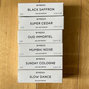 Byredo sample set. 2mlx6 Slow Dance Mumbai Noise Sunday Cologne Niche Fragrance